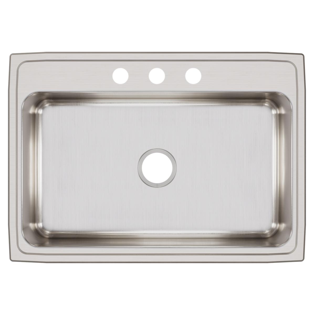 Elkay Lustertone Classic 31" Drop In/Topmount Stainless Steel Kitchen Sink, 3 Faucet Holes, LRQ31223