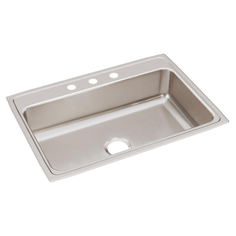 Elkay Lustertone Classic 31" Drop In/Topmount Stainless Steel Kitchen Sink, 3 Faucet Holes, LRQ31223
