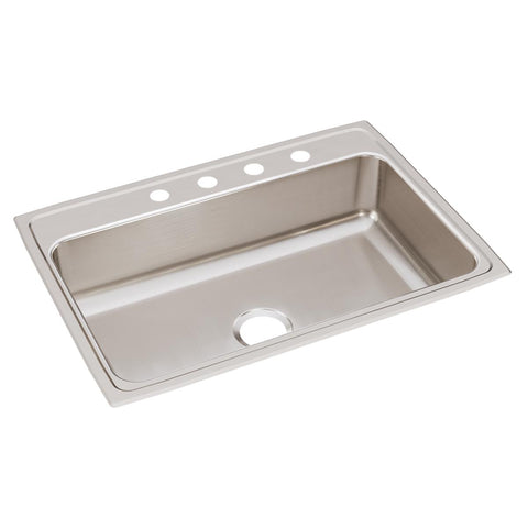 Elkay Lustertone Classic 31" Drop In/Topmount Stainless Steel Kitchen Sink, Lustrous Satin, 4 Faucet Holes, LR31224