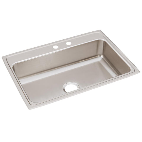 Elkay Lustertone Classic 31" Drop In/Topmount Stainless Steel Kitchen Sink, Lustrous Satin, MR2 Faucet Holes, LR3122MR2