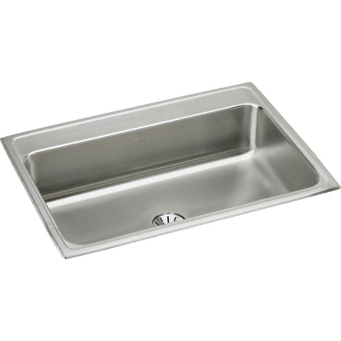 Elkay Lustertone Classic 31" Drop In/Topmount Stainless Steel Kitchen Sink, Lustrous Satin, No Faucet Hole, Perfect Drain, LR3122PD0