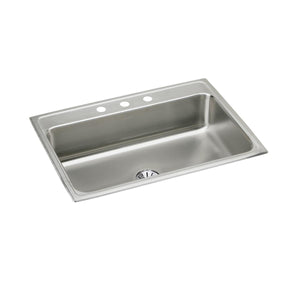 Alternate Image for Elkay Lustertone Classic 31" Drop In/Topmount Stainless Steel Kitchen Sink, Lustrous Satin, 3 Faucet Holes, Perfect Drain, LR3122PD3