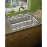 Elkay Lustertone Classic 31" Drop In/Topmount Stainless Steel Kitchen Sink, 3 Faucet Holes, LRQ31223