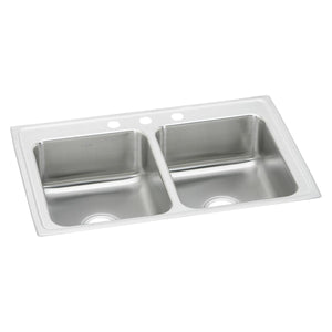Alternate Image for Elkay Lustertone Classic 33" Drop In/Topmount Stainless Steel Kitchen Sink, 50/50 Double Bowl, 3 Faucet Holes, LRQ33213