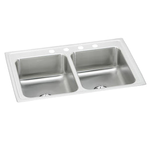 Alternate Image for Elkay Lustertone Classic 33" Drop In/Topmount Stainless Steel Kitchen Sink, 50/50 Double Bowl, Lustrous Satin, No Faucet Hole, Perfect Drain, LR3321PD0