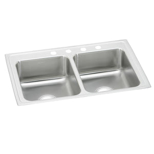 Alternate Image for Elkay Lustertone Classic 43" Drop In/Topmount Stainless Steel Kitchen Sink, 50/50 Double Bowl, Lustrous Satin, MR2 Faucet Holes, LR4322MR2