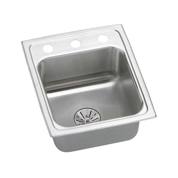 Elkay Lustertone Classic 13" Drop In/Topmount Stainless Steel ADA Kitchen Sink, Lustrous Satin, 2 Faucet Holes, Perfect Drain, LRADQ131665PD2