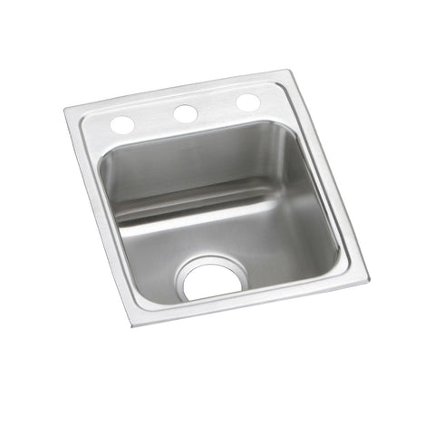 Elkay Lustertone Classic 15" Drop In/Topmount Stainless Steel ADA Kitchen Sink, Lustrous Satin, No Faucet Hole, LRAD1517400