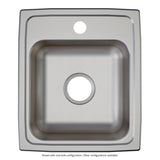Elkay Lustertone Classic 15" Drop In/Topmount Stainless Steel ADA Kitchen Sink, Lustrous Satin, No Faucet Hole, LRAD1517600