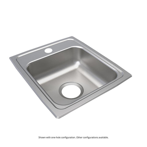 Elkay Lustertone Classic 15" Drop In/Topmount Stainless Steel ADA Kitchen Sink, Lustrous Satin, 2 Faucet Holes, LRAD1517602