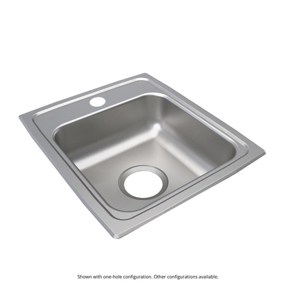 Elkay Lustertone Classic 15" Drop In/Topmount Stainless Steel ADA Kitchen Sink, Lustrous Satin, 2 Faucet Holes, LRAD1517502