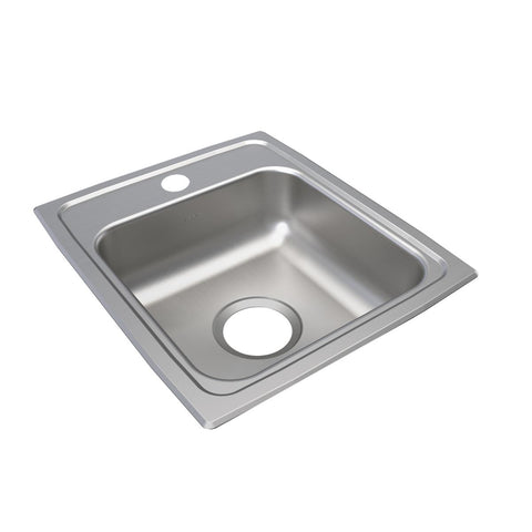 Elkay Lustertone Classic 15" Drop In/Topmount Stainless Steel ADA Kitchen Sink, Lustrous Satin, 1 Faucet Hole, LRAD1517551