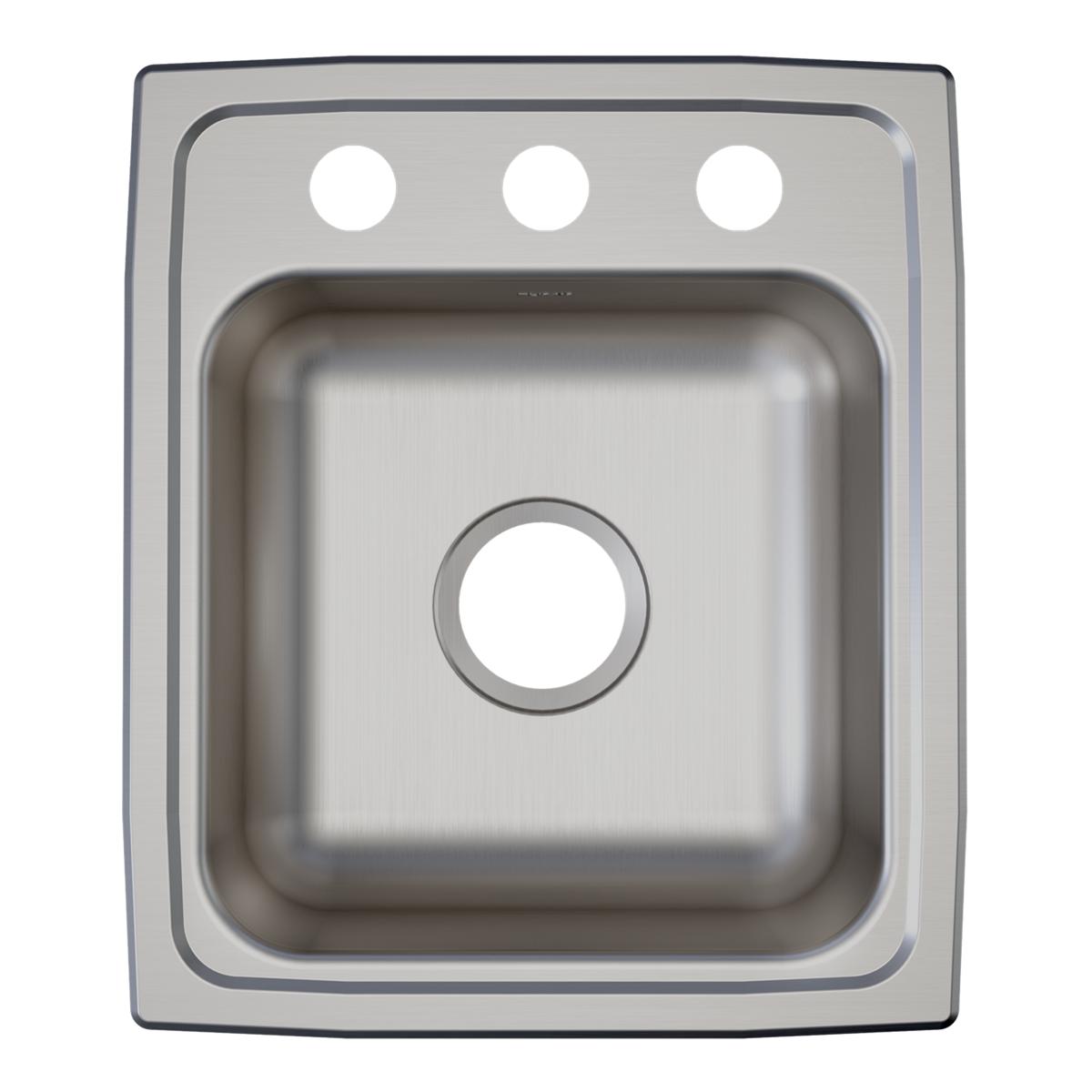 Elkay Lustertone Classic 15" Drop In/Topmount Stainless Steel ADA Kitchen Sink, Lustrous Satin, 3 Faucet Holes, LRAD1517553