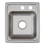 Elkay Lustertone Classic 15" Drop In/Topmount Stainless Steel ADA Kitchen Sink, Lustrous Satin, MR2 Faucet Holes, LRAD151755MR2