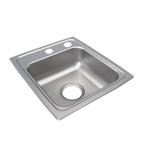 Elkay Lustertone Classic 15" Drop In/Topmount Stainless Steel ADA Kitchen Sink, Lustrous Satin, MR2 Faucet Holes, LRAD151755MR2