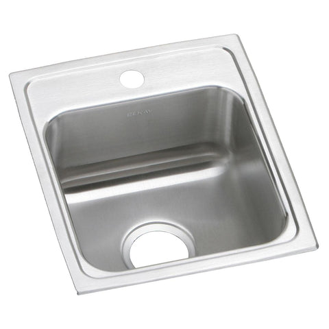 Elkay Lustertone Classic 15" Drop In/Topmount Stainless Steel ADA Kitchen Sink, Lustrous Satin, 1 Faucet Hole, LRADQ1517601