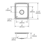 Elkay Lustertone Classic 15" Drop In/Topmount Stainless Steel ADA Kitchen Sink, Lustrous Satin, 1 Faucet Hole, LRADQ1517601