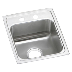 Alternate Image for Elkay Lustertone Classic 15" Drop In/Topmount Stainless Steel ADA Kitchen Sink, Lustrous Satin, 2 Faucet Holes, LRADQ1517652