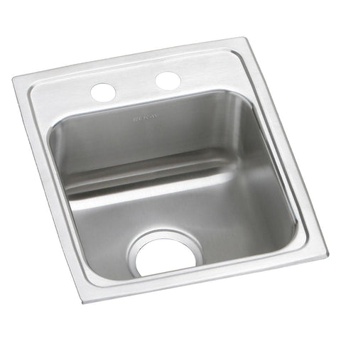 Elkay Lustertone Classic 15" Drop In/Topmount Stainless Steel ADA Kitchen Sink, Lustrous Satin, 2 Faucet Holes, LRADQ1517652