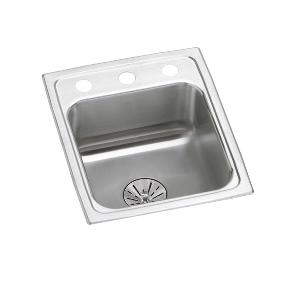 Elkay Lustertone Classic 13" Drop In/Topmount Stainless Steel ADA Kitchen Sink, Lustrous Satin, MR2 Faucet Holes, Perfect Drain, LRAD131665PDMR2