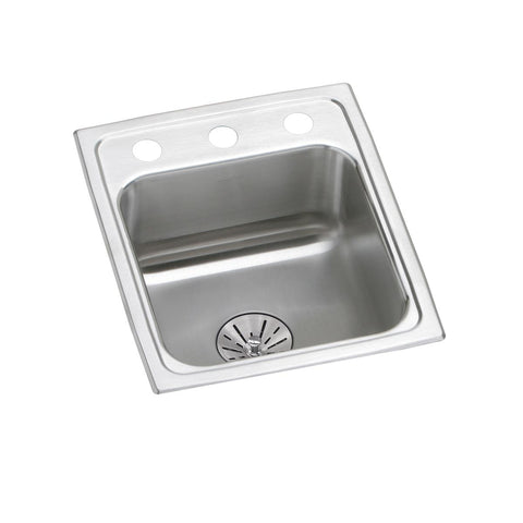 Elkay Lustertone Classic 13" Drop In/Topmount Stainless Steel ADA Kitchen Sink, Lustrous Satin, 3 Faucet Holes, Perfect Drain, LRAD131665PD3