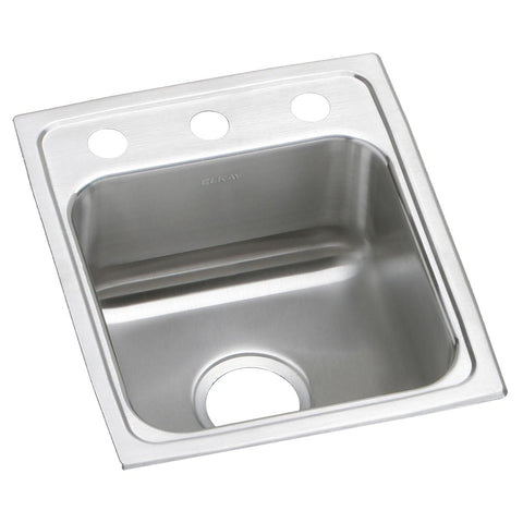 Elkay Lustertone Classic 15" Drop In/Topmount Stainless Steel ADA Kitchen Sink, Lustrous Satin, 3 Faucet Holes, LRADQ1517653