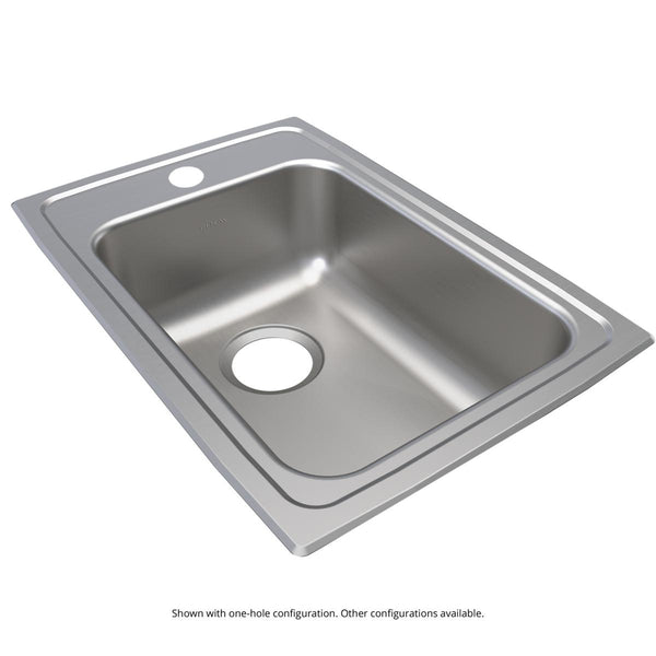 Elkay Lustertone Classic 15" Drop In/Topmount Stainless Steel ADA Kitchen Sink, Lustrous Satin, 2 Faucet Holes, LRAD1522552