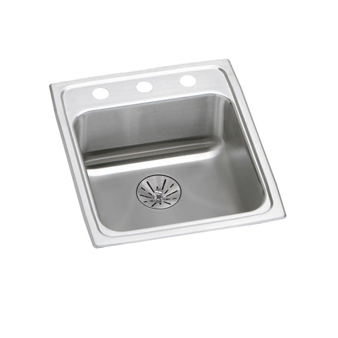 Elkay Lustertone Classic 15" Drop In/Topmount Stainless Steel ADA Kitchen Sink, Lustrous Satin, 1 Faucet Hole, Perfect Drain, LRAD152265PD1