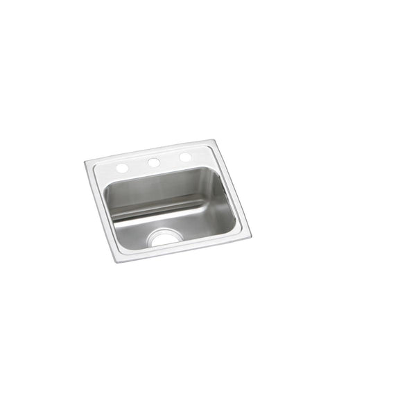 Elkay Lustertone Classic 17" Drop In/Topmount Stainless Steel ADA Kitchen Sink, Lustrous Satin, 3 Faucet Holes, LRAD1716453