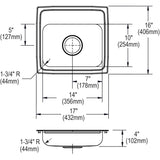 Elkay Lustertone Classic 17" Drop In/Topmount Stainless Steel ADA Kitchen Sink, Lustrous Satin, 1 Faucet Hole, LRAD1716401