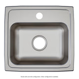 Elkay Lustertone Classic 17" Drop In/Topmount Stainless Steel ADA Kitchen Sink, Lustrous Satin, 1 Faucet Hole, LRAD1716651
