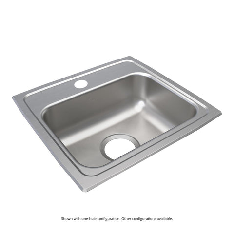 Elkay Lustertone Classic 17" Drop In/Topmount Stainless Steel ADA Kitchen Sink, Lustrous Satin, OS4 Faucet Holes, LRAD171655OS4