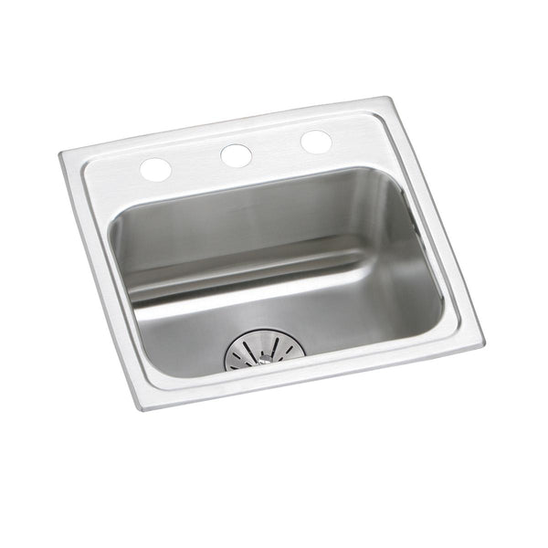 Elkay Lustertone Classic 17" Drop In/Topmount Stainless Steel ADA Kitchen Sink, Lustrous Satin, 1 Faucet Hole, Perfect Drain, LRAD171665PD1