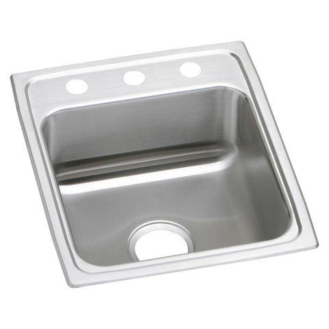 Elkay Lustertone Classic 17" Drop In/Topmount Stainless Steel ADA Kitchen Sink, Lustrous Satin, MR2 Faucet Holes, LRAD172050MR2