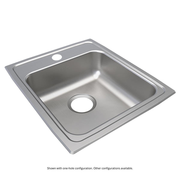 Elkay Lustertone Classic 17" Drop In/Topmount Stainless Steel ADA Kitchen Sink, Lustrous Satin, No Faucet Hole, LRAD1720650