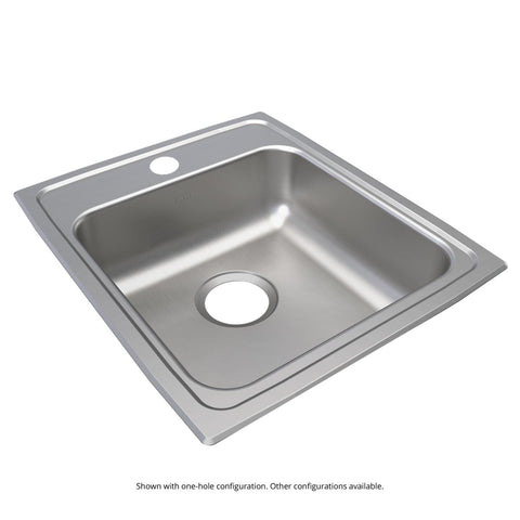 Elkay Lustertone Classic 17" Drop In/Topmount Stainless Steel ADA Kitchen Sink, Lustrous Satin, MR2 Faucet Holes, LRAD172065MR2