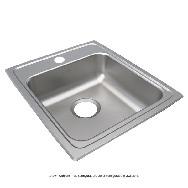 Elkay Lustertone Classic 17" Drop In/Topmount Stainless Steel ADA Kitchen Sink, Lustrous Satin, OS4 Faucet Holes, LRAD172065OS4
