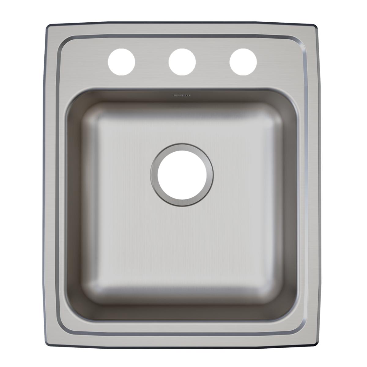 Elkay Lustertone Classic 17" Drop In/Topmount Stainless Steel ADA Kitchen Sink, Lustrous Satin, 3 Faucet Holes, LRAD1720603