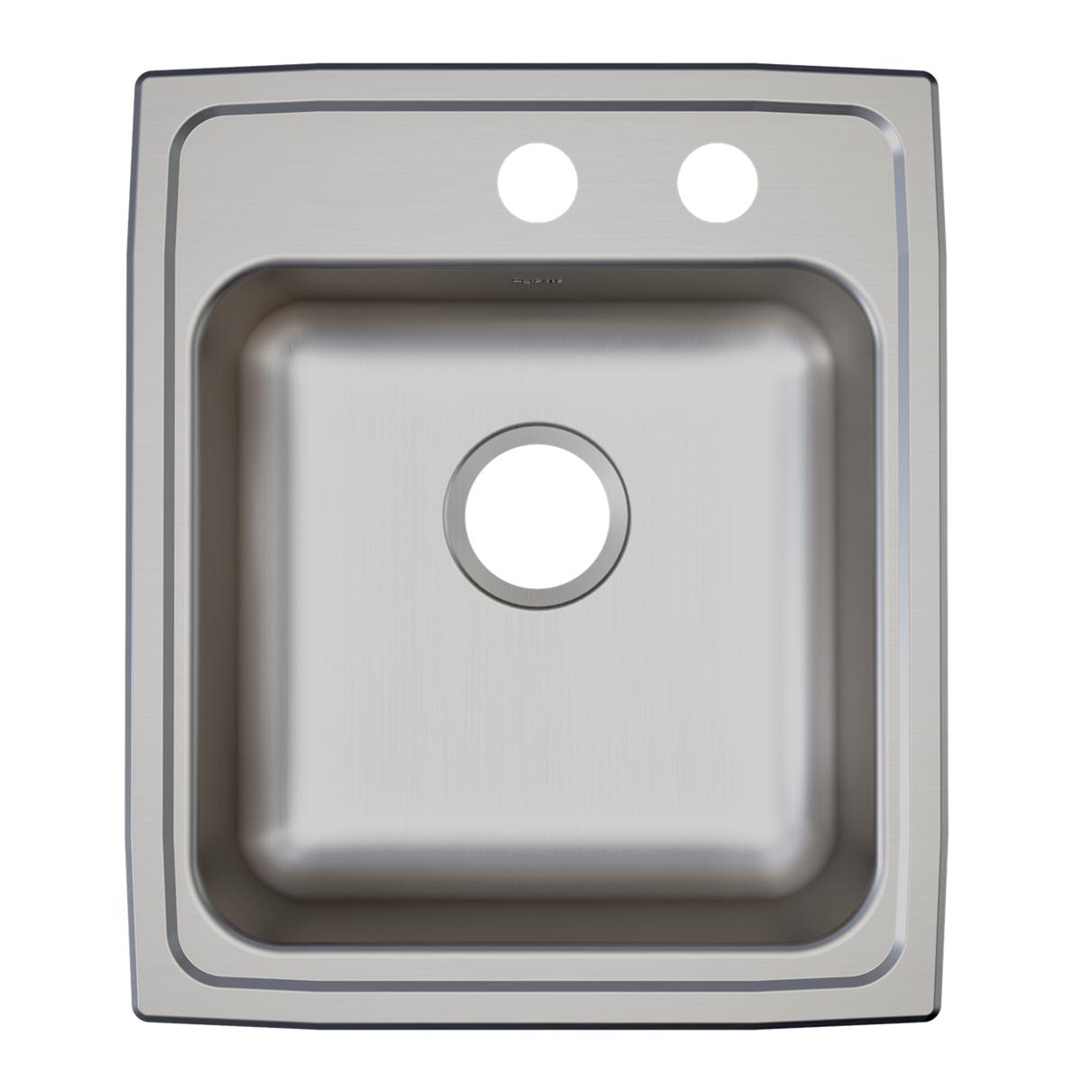 Elkay Lustertone Classic 17" Drop In/Topmount Stainless Steel ADA Kitchen Sink, Lustrous Satin, MR2 Faucet Holes, LRAD172060MR2