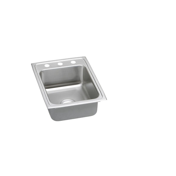 Elkay Lustertone Classic 17" Drop In/Topmount Stainless Steel ADA Kitchen Sink, Lustrous Satin, No Faucet Hole, LRADQ1722550