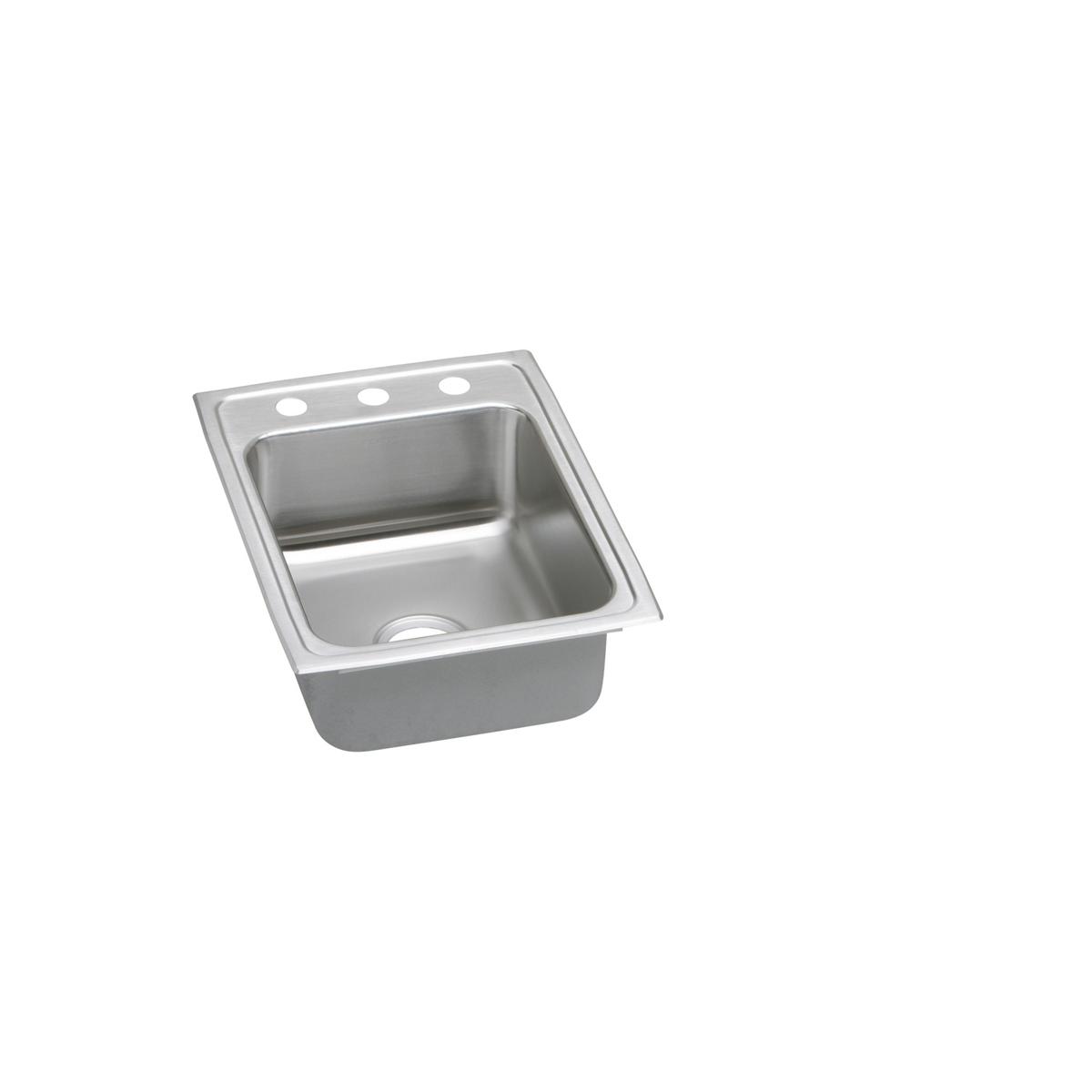 Elkay Lustertone Classic 17" Drop In/Topmount Stainless Steel ADA Kitchen Sink, Lustrous Satin, 2 Faucet Holes, LRADQ1722552
