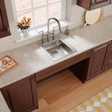 Elkay Lustertone Classic 17" Drop In/Topmount Stainless Steel ADA Kitchen Sink, Lustrous Satin, 3 Faucet Holes, LRAD1722553