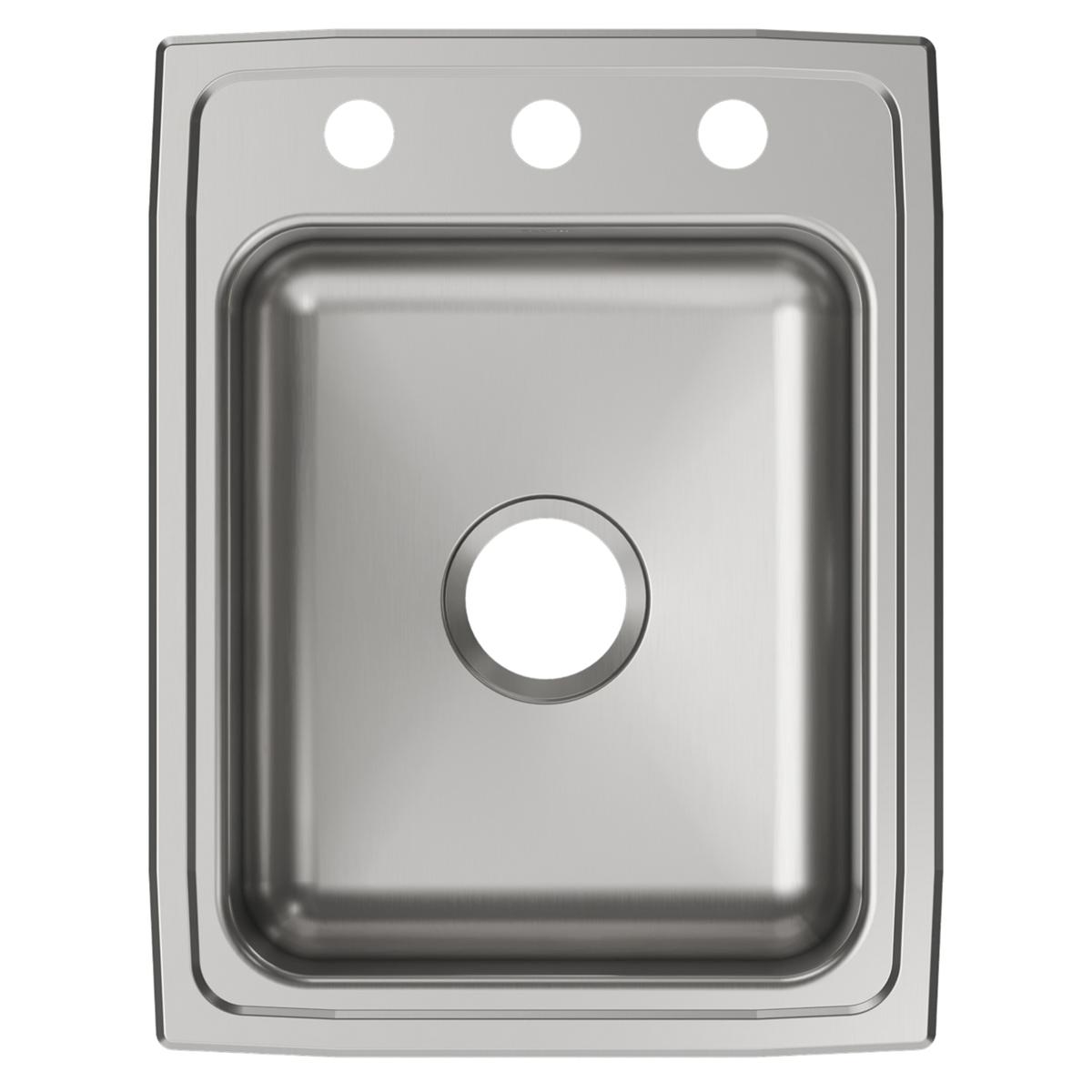 Elkay Lustertone Classic 17" Drop In/Topmount Stainless Steel ADA Kitchen Sink, Lustrous Satin, 3 Faucet Holes, LRAD1722553