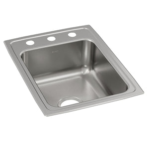 Alternate Image for Elkay Lustertone Classic 17" Drop In/Topmount Stainless Steel ADA Kitchen Sink, Lustrous Satin, 3 Faucet Holes, LRAD1722553