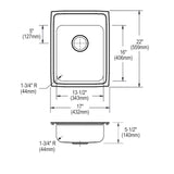 Elkay Lustertone Classic 17" Drop In/Topmount Stainless Steel ADA Kitchen Sink, Lustrous Satin, No Faucet Hole, LRADQ1722550