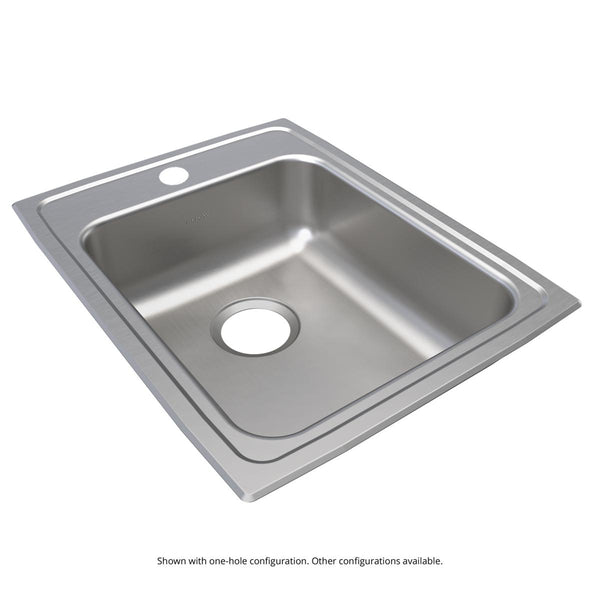 Elkay Lustertone Classic 17" Drop In/Topmount Stainless Steel ADA Kitchen Sink, Lustrous Satin, MR2 Faucet Holes, LRAD172265MR2