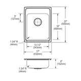 Elkay Lustertone Classic 17" Drop In/Topmount Stainless Steel ADA Kitchen Sink, Lustrous Satin, 3 Faucet Holes, LRADQ1722603