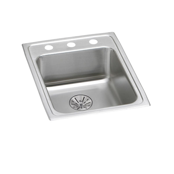 Elkay Lustertone Classic 17" Drop In/Topmount Stainless Steel ADA Kitchen Sink, Lustrous Satin, 1 Faucet Hole, Perfect Drain, LRAD172265PD1