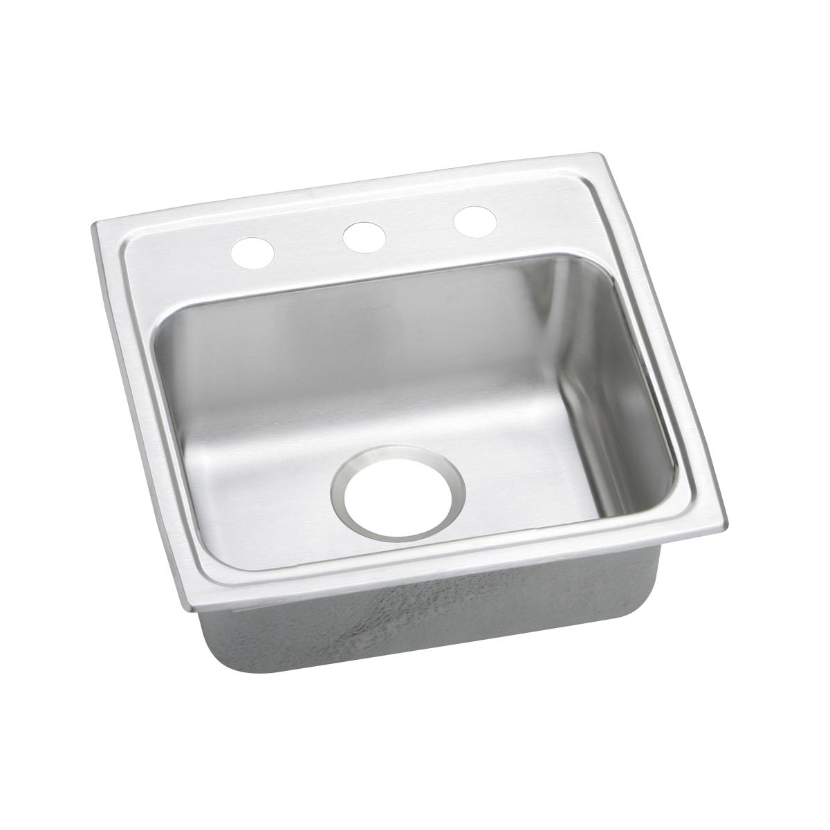 Elkay Lustertone Classic 19" Drop In/Topmount Stainless Steel ADA Kitchen Sink, Lustrous Satin, 2 Faucet Holes, LRADQ1918502