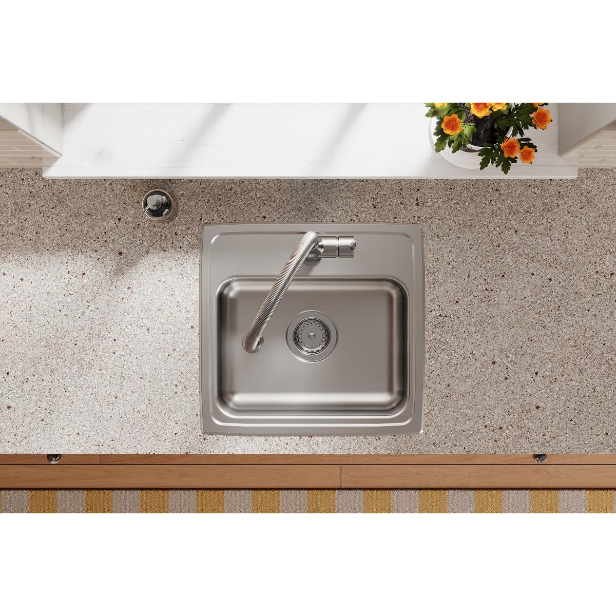 Elkay Lustertone Classic 19" Drop In/Topmount Stainless Steel ADA Kitchen Sink, Lustrous Satin, No Faucet Hole, LRAD1918550
